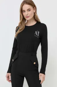 Bavlnené tričko s dlhým rukávom Armani Exchange čierna farba