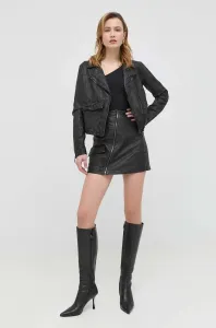 Kožená bunda Armani Exchange dámska, čierna farba, prechodná #8040445