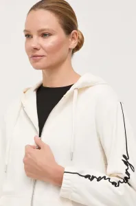 Mikina Armani Exchange dámska, béžová farba, s kapucňou, s potlačou