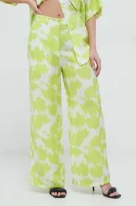 Nohavice Armani Exchange dámske, zelená farba, široké, vysoký pás