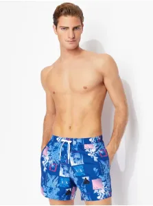 Blue Mens Patterned Swimwear Armani Exchange - Men #6852477
