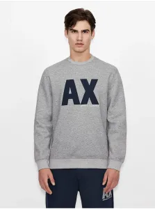 Grey Men's Sweatshirt with Armani Exchange Print - Men's