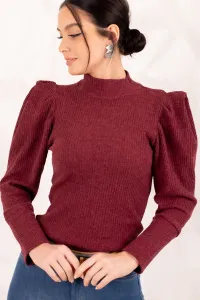armonika Women's Claret Red Watermelon Sleeve Knitwear Sweater