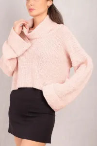 armonika Women's Powder Double Sleeve Detail Collar Knitwear Sweater
