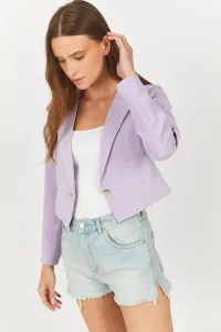 armonika Women's Lilac Single Button Crop Jacket