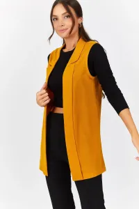 armonika Women's Mustard Collar Long Vest