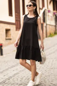 armonika Dámska čierna sukňa bez rukávov s volánikmi