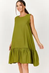 armonika Dámska olejová zelená sukňa bez rukávov s volánovými volánovými šatami #8629468