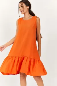 armonika Dámska Oranžová sukňa bez rukávov s volánovými šatami