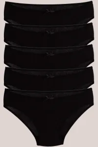 armonika Women's Black Cotton Lycra Bikini Panties 5 Pack