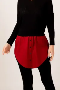 armonika Women's Claret Red Elastic Waist Shirt Skirt