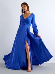 Modré saténové šaty Fraya #6944735