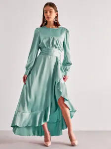 Modro-zelené saténové spoločenské šaty Elina #4448682