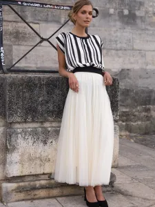 Béžová dlhá tylová sukňa Lana #7576817