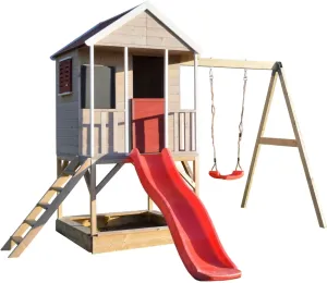 MARIMEX Detský drevený domček s hojdačkou, 350x242x290 cm