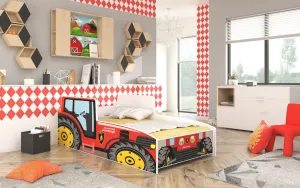 ArtAdrk Detská auto posteľ TRACTOR Farba: Červená, Prevedenie: 70 x 140 cm