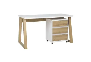 Expedo Písací stôl DRAX 2, 135x76,2x65, dub artisan/biela