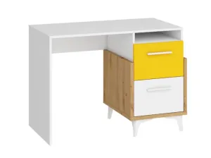 ArtCross Písací stôl HEY-03 |105 Farba: Dub artisan/biela/žltá