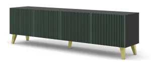 ARTBm TV stolík RAVENNA F 4D 200  | čierna matná / zelená Prevedenie: Čierny mat / zelená / zlaté plastové nohy