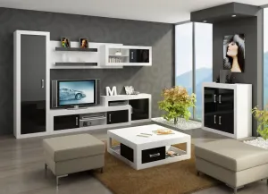 ArtCross Obývacia stena VERIN 2 Farba: Biela / čierny lesk