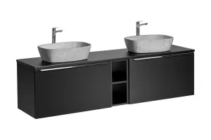 ArtCom Kúpeľňová skrinka s umývadlom a doskou SANTA FE Black DU180/1 | 180 cm