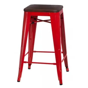 ArtD Barová stolička PARIS 75 cm drevená | orech/červená