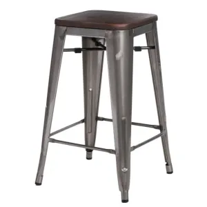 ArtD Barová stolička PARIS 75 cm drevená| orech/metalická