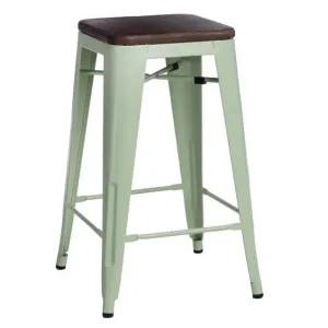 ArtD Barová stolička PARIS 75 cm drevená | orech/zelená
