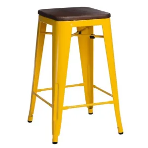 ArtD Barová stolička PARIS 75 cm drevená | orech/žltá