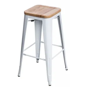 ArtD Barová stolička PARIS 75 cm drevená | prírodná/biela