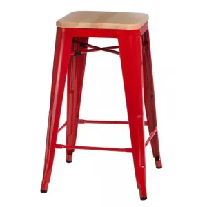 ArtD Barová stolička PARIS 75 cm drevená | prírodná/červená