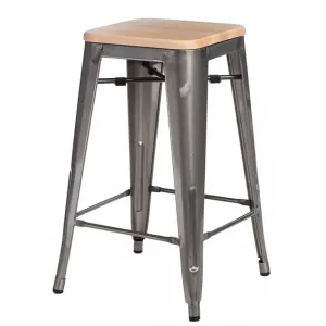 ArtD Barová stolička PARIS 75 cm drevená | prírodná/metalická