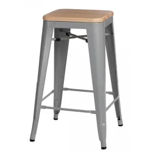 ArtD Barová stolička PARIS 75 cm drevená | prírodná/strieborná