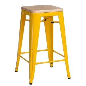 ArtD Barová stolička PARIS 75 cm drevená | prírodná/žltá