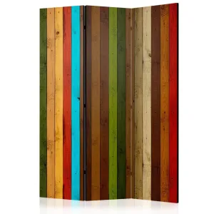 Paraván Wooden rainbow Dekorhome 135x172 cm (3-dielny) #787173