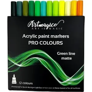 Artmagico Pro Green Line akrylové fixky, zelené odtiene, 12 ks