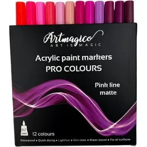 Artmagico Pro Pink Line akrylové fixky, ružové odtiene, 12 ks
