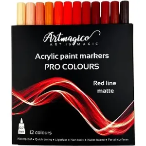 Artmagico Pro Red Line akrylové fixky, červené odtiene, 12 ks