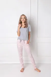 Aruelle Q Long šedo-růžové Dámské pyžamo