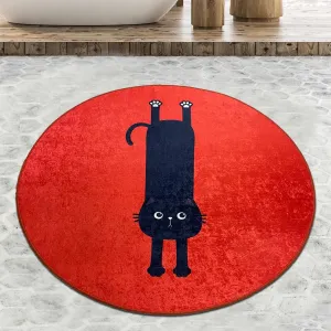 Asir Koupelnová předložka Kočka Ø 100 cm, červená