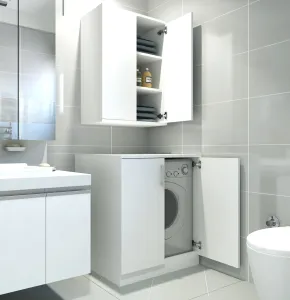 ASIR Kúpeľňová skrinka SU so skrinkou na práčku biela