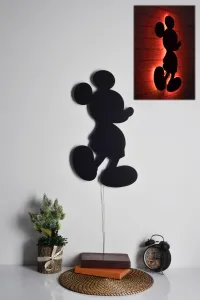 ASIR Nástenná dekorácia MICKEY MOUSE s LED podsvietením 30 cm červená