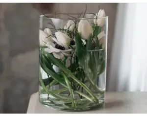 Sklenená váza 19x25 cm, priehľadná valcová%