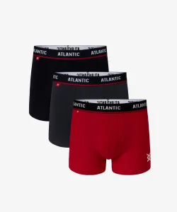 Atlantic 3MH-042 černé/grafitové/červené Pánské boxerky 3 ks