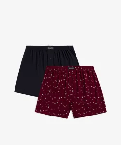 Men's Classic Boxer Shorts ATLANTIC with Buttons 2PACK - navy blue, burgundy #9119975