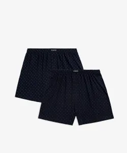 Men's Classic Boxer Shorts ATLANTIC with Buttons 2PACK - Navy Blue with Pattern #9249399