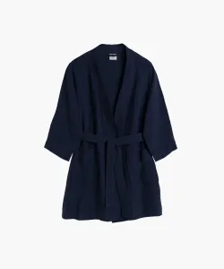 Women's Atlantic muslin bathrobe - dark blue