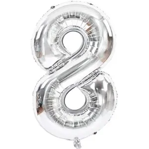 Atomia fóliový balón narodeninové číslo 8, strieborný 46 cm