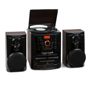 Auna Franklin, stereo systém, gramofón, prehrávač na 3 CD, BT, prehrávač na kazety, AUX, USB port