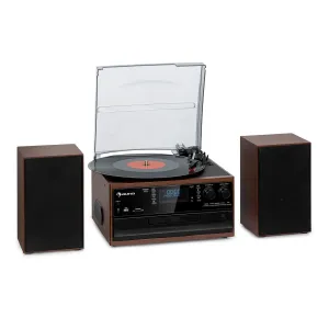 Auna Oakland DAB Plus, retro stereo systém, DAB+/FM, BT funkcia, vinyl, CD prehrávač, kazetový prehrávač. vrátane reproduktorov #1425852